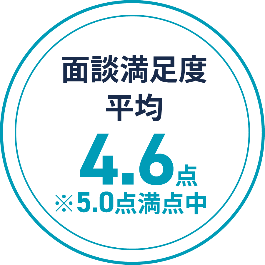 面談満足度平均4.6点